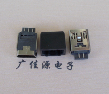 河南MINI USB 5Pin接口 带护套焊线母座 B型180度铜壳