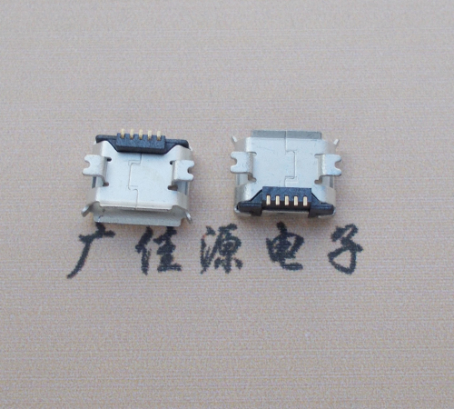 河南Micro USB 5PIN接口,B型垫高0.9mm鱼叉脚贴片雾锡卷边