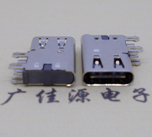 河南侧插USB3.1接头座子.90度type-c母座.6p侧插连接器