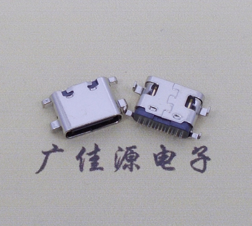 河南type c16p沉板母座破板0.8mm/1.0mm/1.2mm/1.6mm四脚插板端子SMT总体长度L=6.5mm