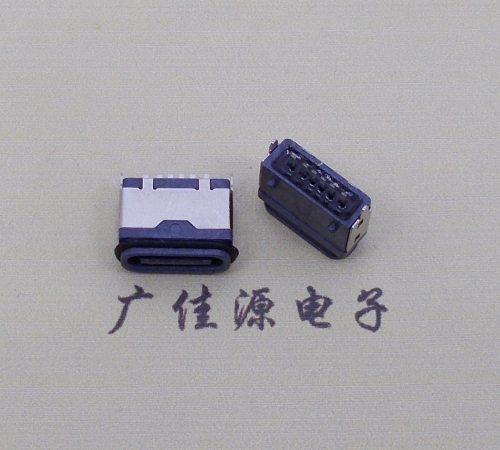 河南usb type c6p防水立插母座两脚插带定位柱